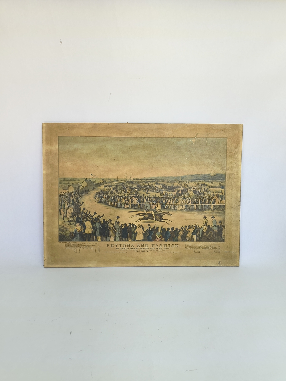 VINTAGE Peytona and Fashion Paper Art Print Horse Racing Crowd Scene Unframed